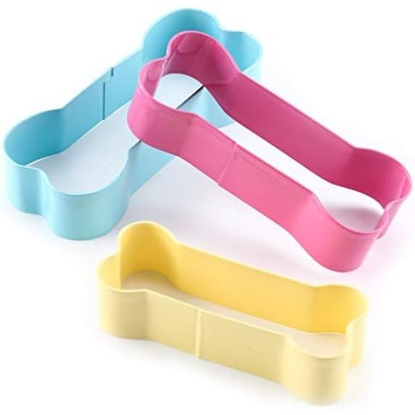 Keksform i form av hundben, set med rostfritt stål, färgglada BPA-fria hundbensformade kakskärare