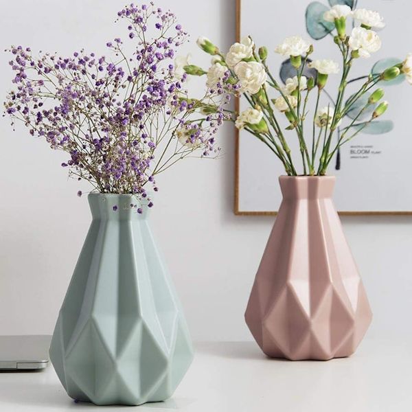 Grön plastblomvas, imitation keramik blomkruka, blomsterarrangemang vaser blomvas dekoration