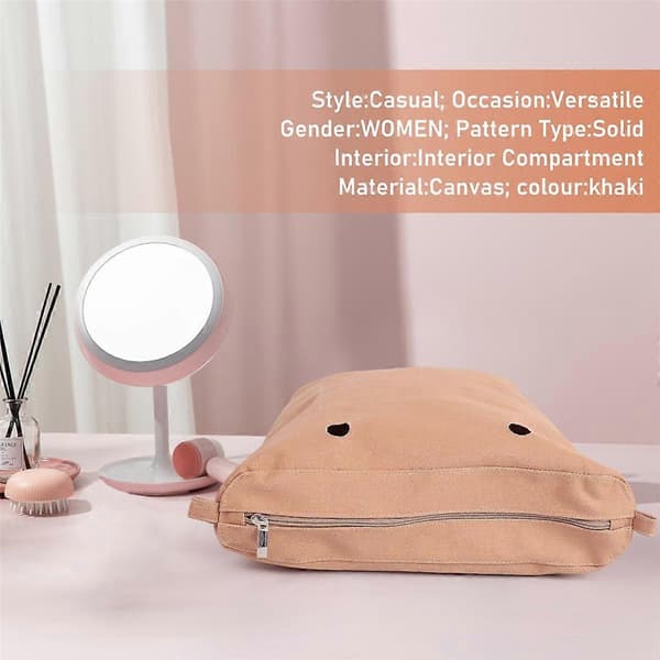 Vattentätt Solid Canvas Insats Innerfoder Insats Dragkedja Ficka för Obag O Bag Handväska Väska Djup Kh