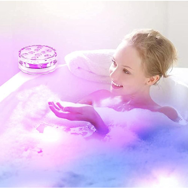 2-pack 10LED nedsänkbara lampor IP68 vattentäta med fjärrkontroll för pool bad spa dusch damm akvarium