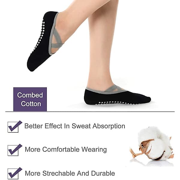 Yogasockor, 2-pack Acsergery present yogasockor och Pilates-sockor, halkfria dammodell