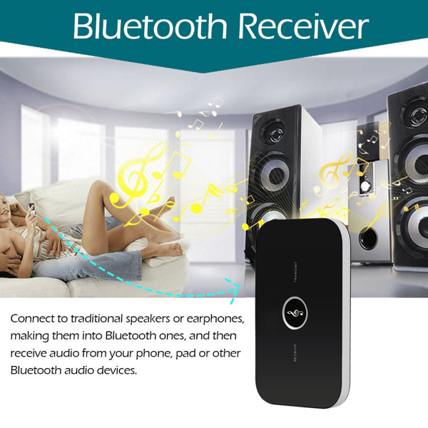 Bluetooth 5.0 Transmitter Receiver, 2-in-1 Wireless Portable Stereo Audio Adapter Receiver with RCA/3.5mm AUX Compatible Low Latency HD Audio
