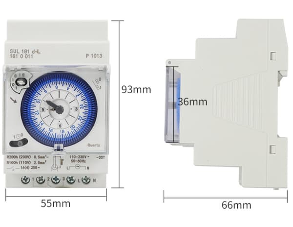 Mekanisk timer, 110-230V tidsbrytare, 2-vägs digital display, DIN-skena, för inomhusbruk, för belysning, för lampor