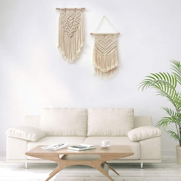 2-pack Macramé-väggbonader - Liten konst, vävd gobeläng, boho-konst, heminredning - Platt, sovsal
