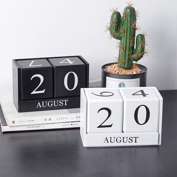 Trä skrivbord block kalender - evig block månad datum display hem kontor dekoration