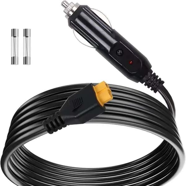 12AWG bil cigarettænder til XT60 adapterkabel til ALLPOWERS R600 R1500 R2500 S2000 Pro Ecoflow Delta / River An, sort black