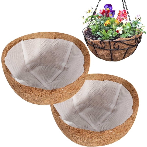 2 st 10 tum runda kokosfoder med 2 st innerfoder av non-woven tyg, ersättning kokosnöt coir fibe