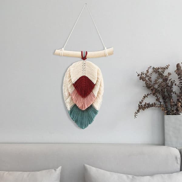 Vävda gobelänger Macrame - Blad Tofsar Hänge - Väggkonst Sovrum Vardagsrum Sovsal Bakgrund Hem De