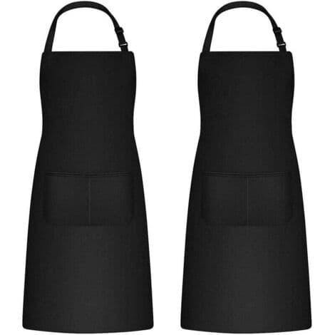 Sæt med to unisex køkkenforklæder, husholdningsforklæder, oliedugsforklæder med lommer, ideelle til grillning