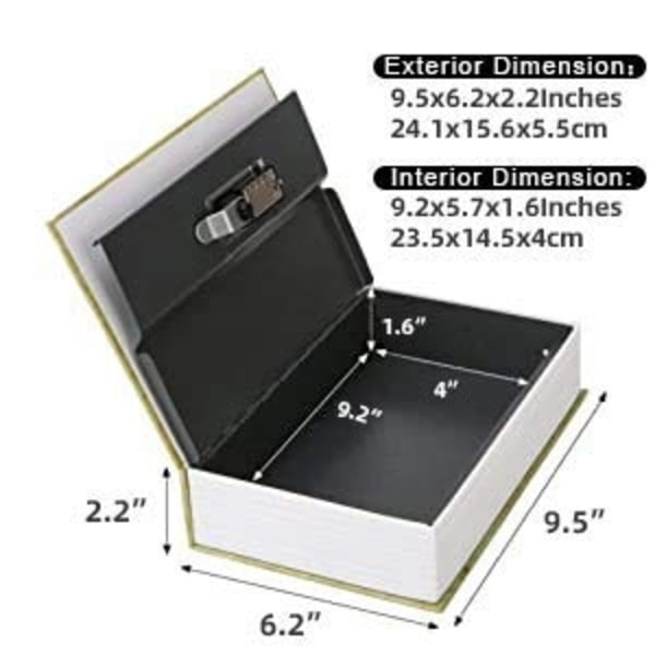 Diversion Book Storage Box Secret Dictionary Safe with Security Combination Lock/Key Hidden