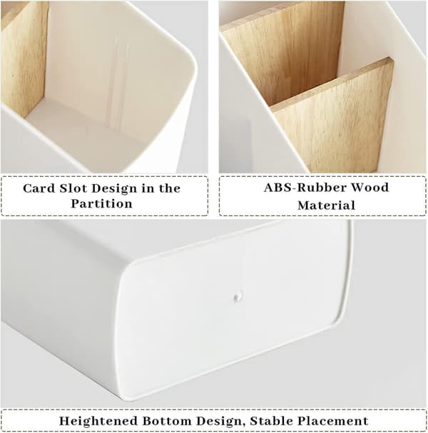 Remote Control Organizer with 4 Compartments, Removable Desktop Storage Box, Remote Control Holder