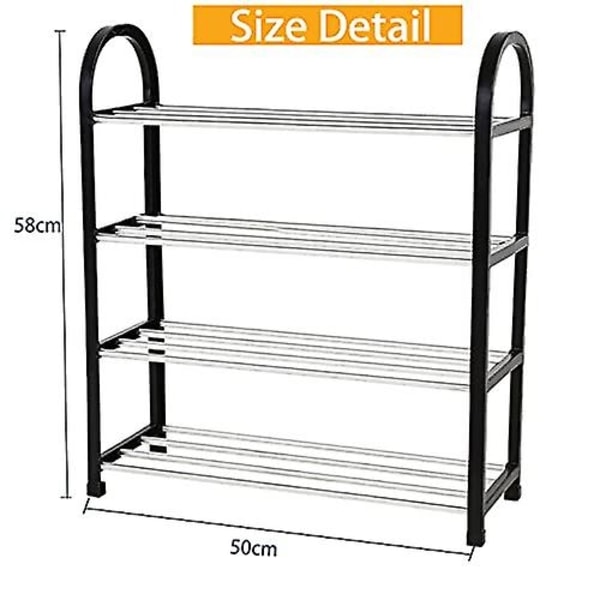 Metallskoställ, 4-vånings skoställ förvaring organizer ställ stapelbart skoställ förvaring för liten garderob entré hall (50 * 19 * 58 cm)