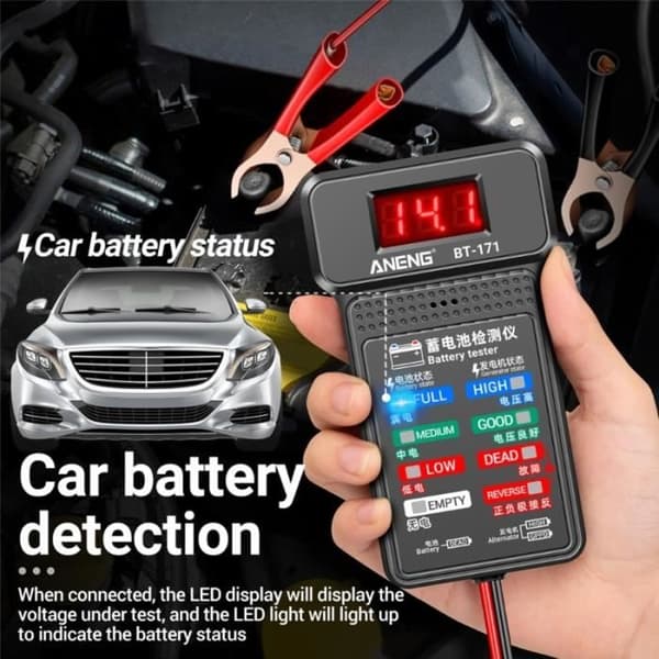 12V 100-2000CCA Bilbatteritester, Batteribelastningstester, Startbooster og Varmesystem