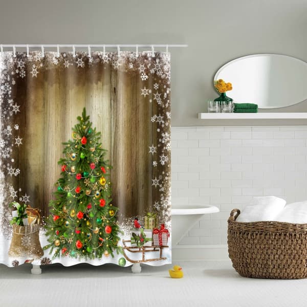Badeforhæng - Jul Juletræ Vit white