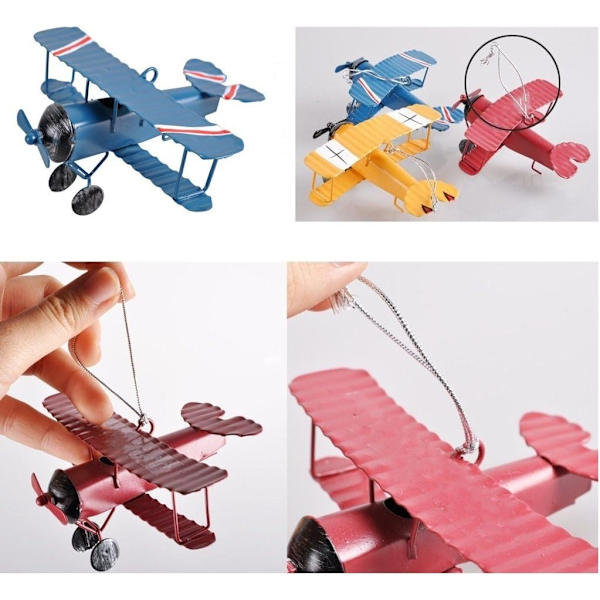 3-pack Vintage Metallplan Modell Järn Retro Flygplan Glidflygplan Biplan Hänge Modell Flygplan Barnleksak