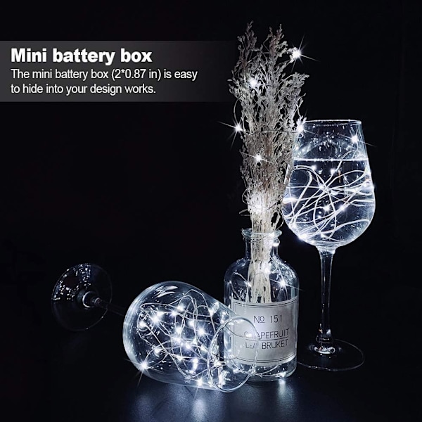 20-pack batteridrivna fe-lampor, 3,3 fot 10 LED mini vattentäta fe-lampor silvertråd