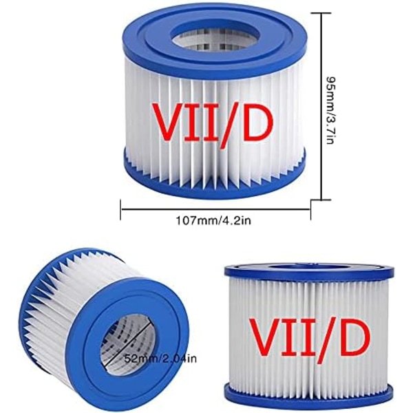 2 st spafilter för badtunna, poolfilter, återanvändbar för bestway VII och intex typ D filterpoolfilter