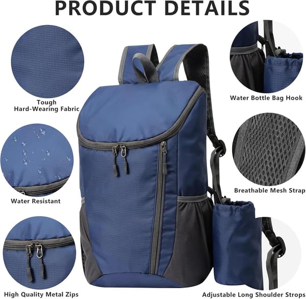 Lightweight Foldable Backpack, Small Hiking Backpack, Waterproof Packable Backpack for Men Women Kids, Durable Backpack for Outdoor Sports