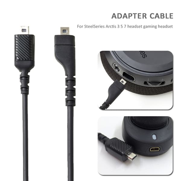 Lydkabel 8-Pin til Steelseries Arctis 3/5/7 - Sort
