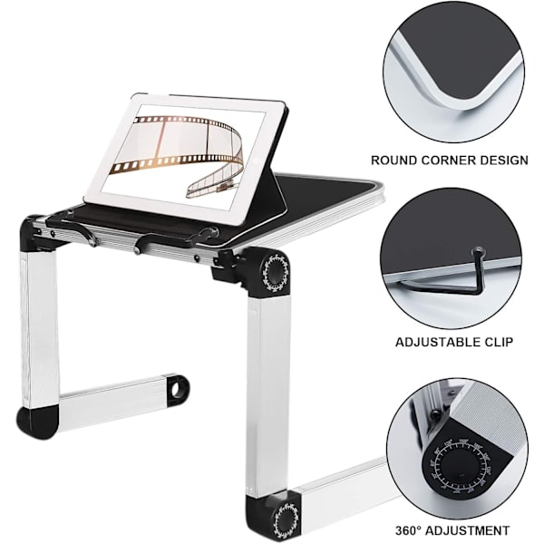 Bokställ Laptop Stativ Justerbar Bokhållare Bricka Med Sida Pappersklämmor Ergonomisk