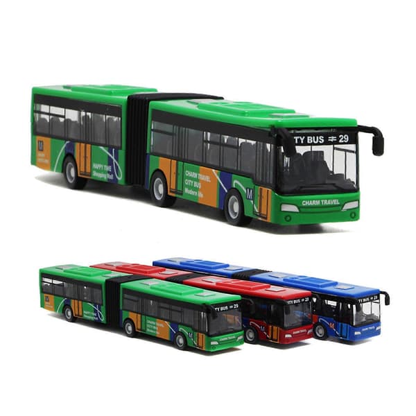 Realistisk Bybus Træk Tilbage Legetøj Børn Model Legetøj Brætspil Bedste Gave Blue