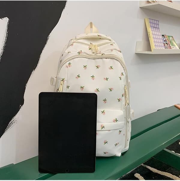 Floral Backpack Women - Laptop Backpack Daypack for Travel & University Cherry