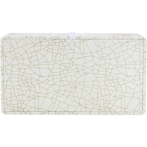 Rektangulär läder servettbehållare (Beige - Ice Cracks mönster)