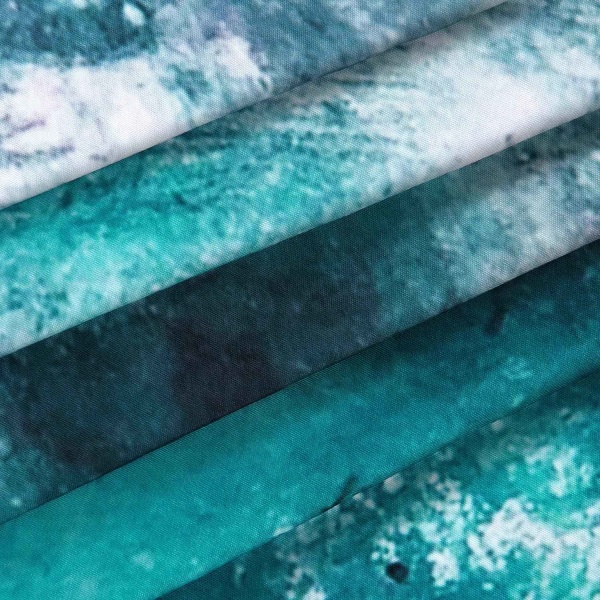 Abstrakt akvarell duschdraperi, konsttryck tyg badrum gardiner set med krokar 72x72 tum, turkos teal och grön