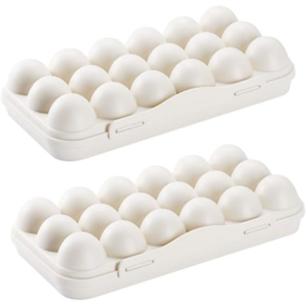2st Kylskåp Ägghållare Plastbrickor Äggorganisatorer Äggförvaringslåda med lock 18