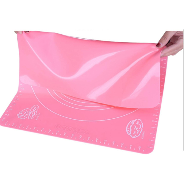 Halkskyddad silikonbakmatta med rosa måttguide