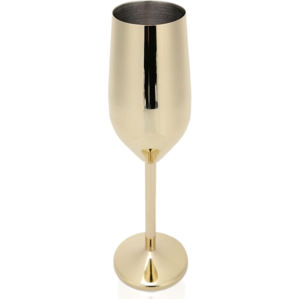 Champagneglas i rostfritt stål, återanvändbar vinglas, bröllopsgåva, årsdag (guld)