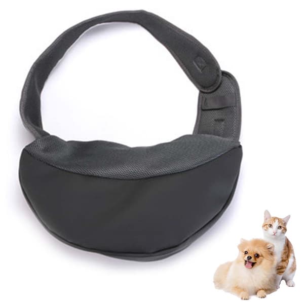 0002-Portable Crossbody Breathable Mesh Pet Shoulder Bag-Large Grey