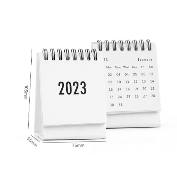 Skrivbordsunderlägg 2023 Minikalendrar Metallring Dubbeltrådsbindning Bärbar Kalender för Hemmet