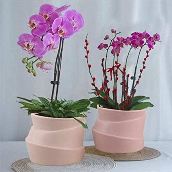 Set med 2 keramiska blomkrukor - Oregelbunden form - Kreativ - För små växter, kaktusar (A + B).