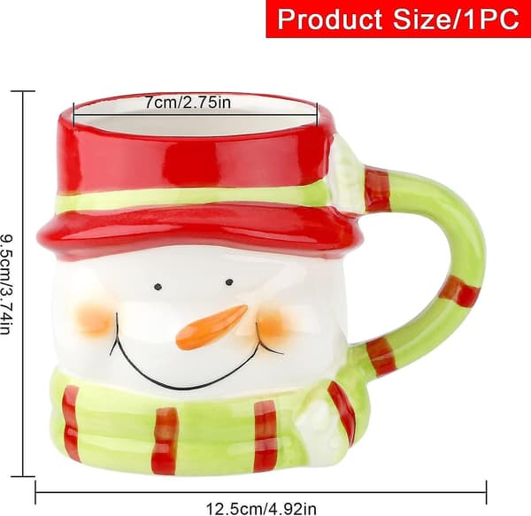 Julkeramisk Mugg, 3D-snidad Snögubbedesign, 400ml, för Varma Drycker, Presentidé