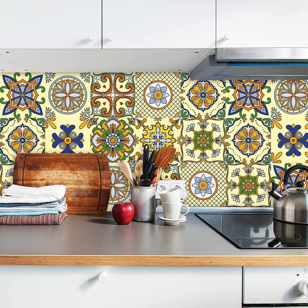 20 pcs tile stickers (15x15cm, yellow), bathroom decorations