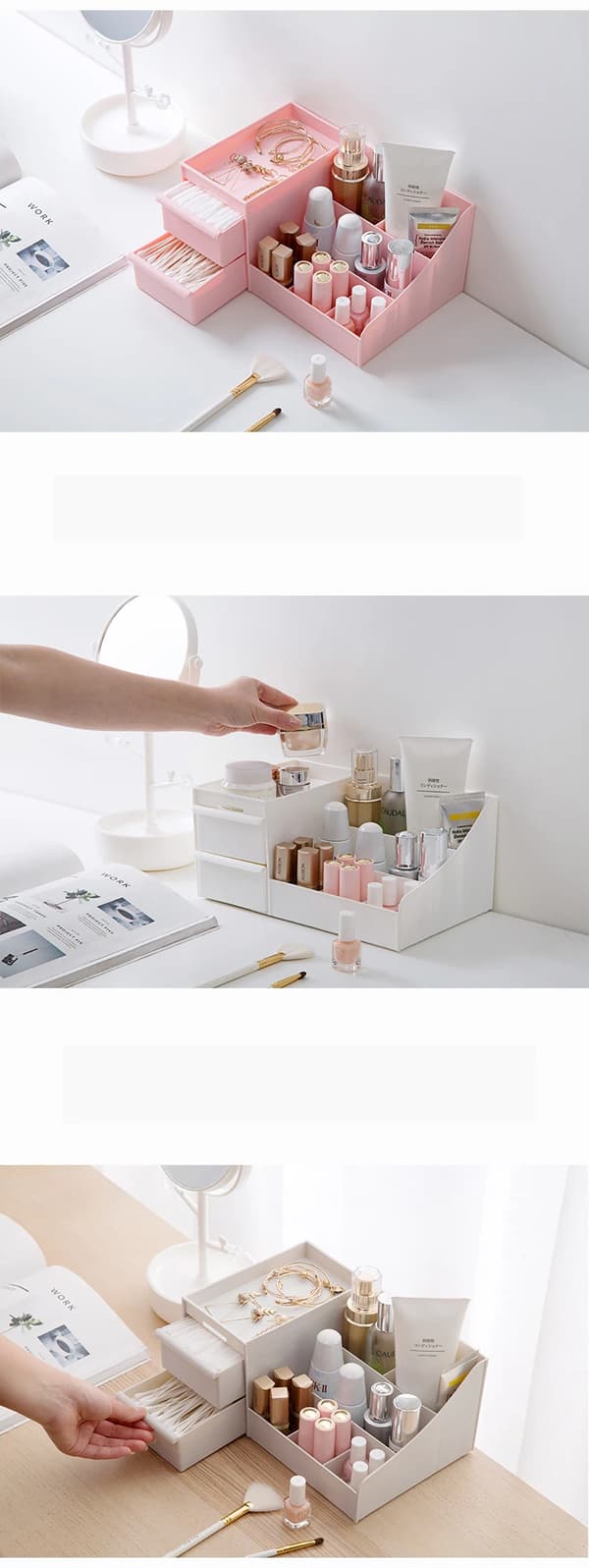 Hem Container Kosmetikkboks Kontor Oppbevaringsboks Hvit white 28*4*17*13cm