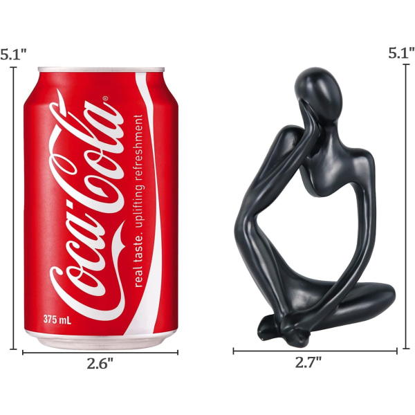 Svart Mini Thinker Skulptur Prydnader för Hem Vardagsrum Kontor (Höger)