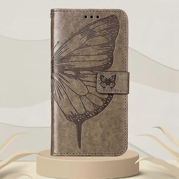 Präglat fjärilsläderfodral för Nokia XR20 Grey