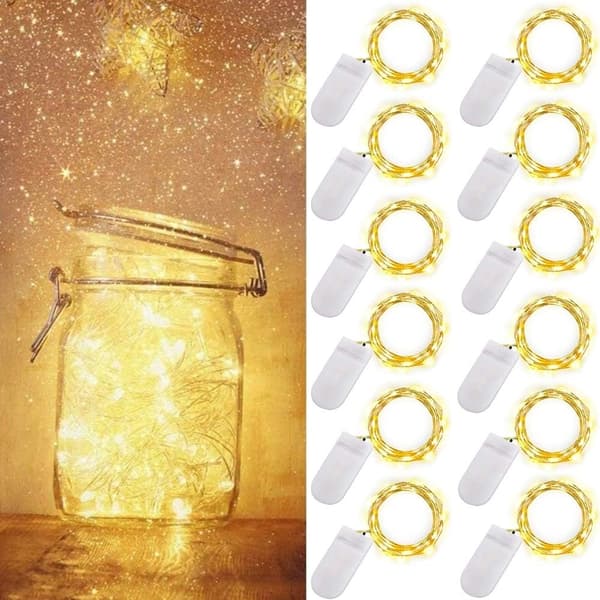 [12-pack] Stjärnformade ljusslingor batteridrivna, 2m 20 LED koppartrådsflaskljus, eldflugeslinga
