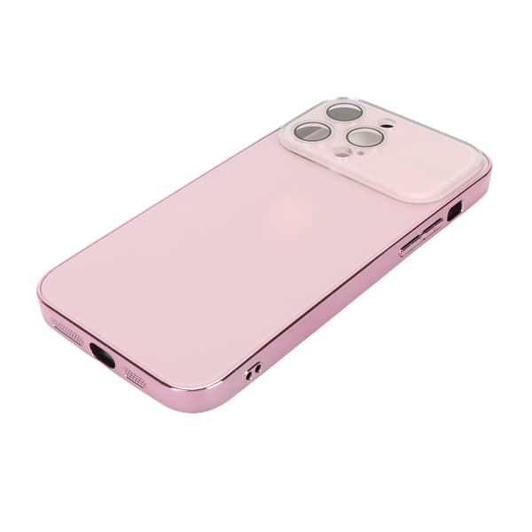 Electroplated Phone Case with Large Window Lens Camera Protection Shockproof Phone Protective Cover Anti-Scratch Pink for iPhone 14 Pro