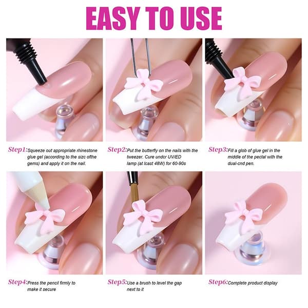 3D Neglekunstdekorasjonssett Harpiksrosetter Perleformer DIY-utsmykning 3