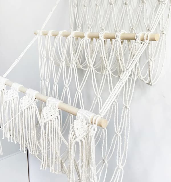 Hanging Basket Three Tiers Tassel Hammock Stuffed Animal Organizer B