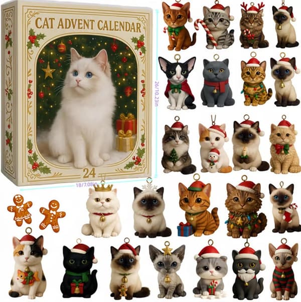 Perfekt Jul, adventskalender for katteelskere blind boks juletrepynt 2D akryl anheng