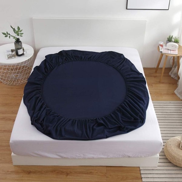 Lakan med resår 150X200 Cap 30 Cm Madrasskydd Polyester Sängset, Blå (Exklusive örngott)