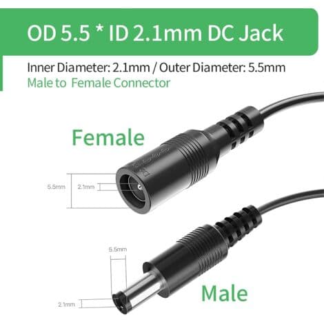 2-pakning 1 til 3-veis DC-strømsplitterkabel Pigtail for CCTV-kamera DVR NVR Stripelys DC 5,5 mm x 2,1 mm