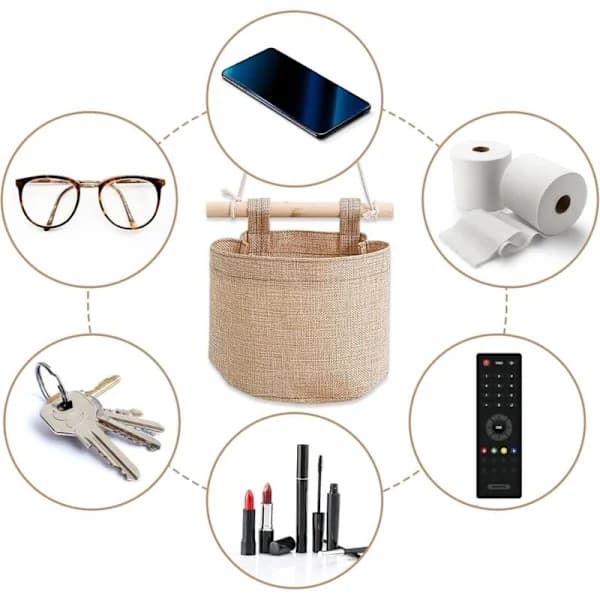 Hanging Storage Bag with Pockets 3-Layer Cotton and Linen Canvas Hanging Storage Bag Wall-Mounted Over-the-Door Organizer