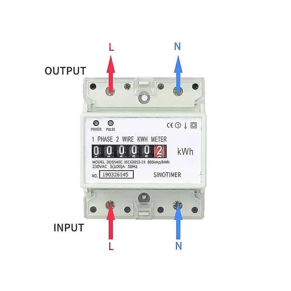 Electric Single Phase Two Wire AC 220V 100A Energy Meter kWh Counter Analog Electricity Consumption As Shown