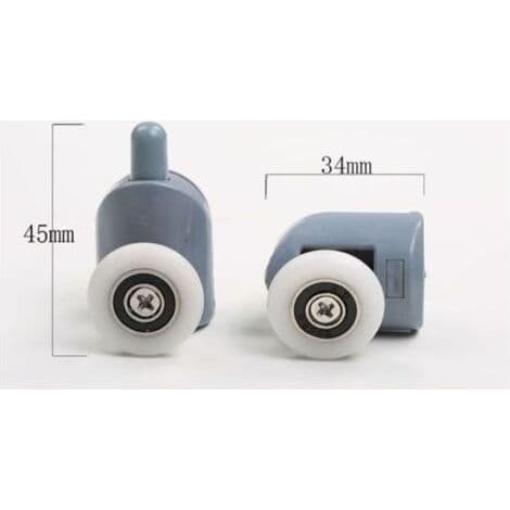 23 mm brusedørsrulle - rustfrit stål og PA-plast 8 ruller til 4-6 glasdøre nem installation