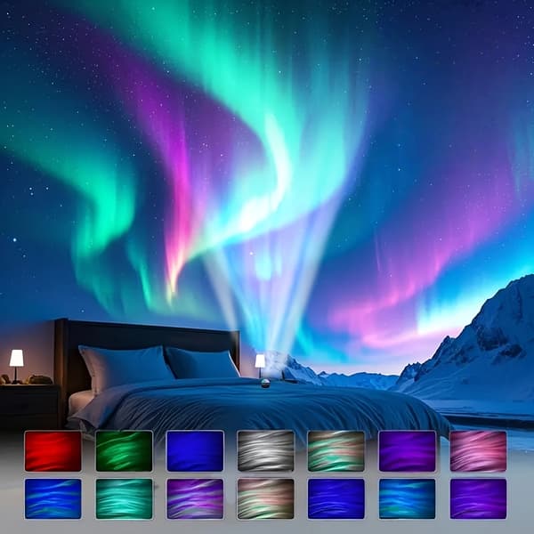 Mini Rotating RGB Northern Lights Aurora LED Projector Night Lamp